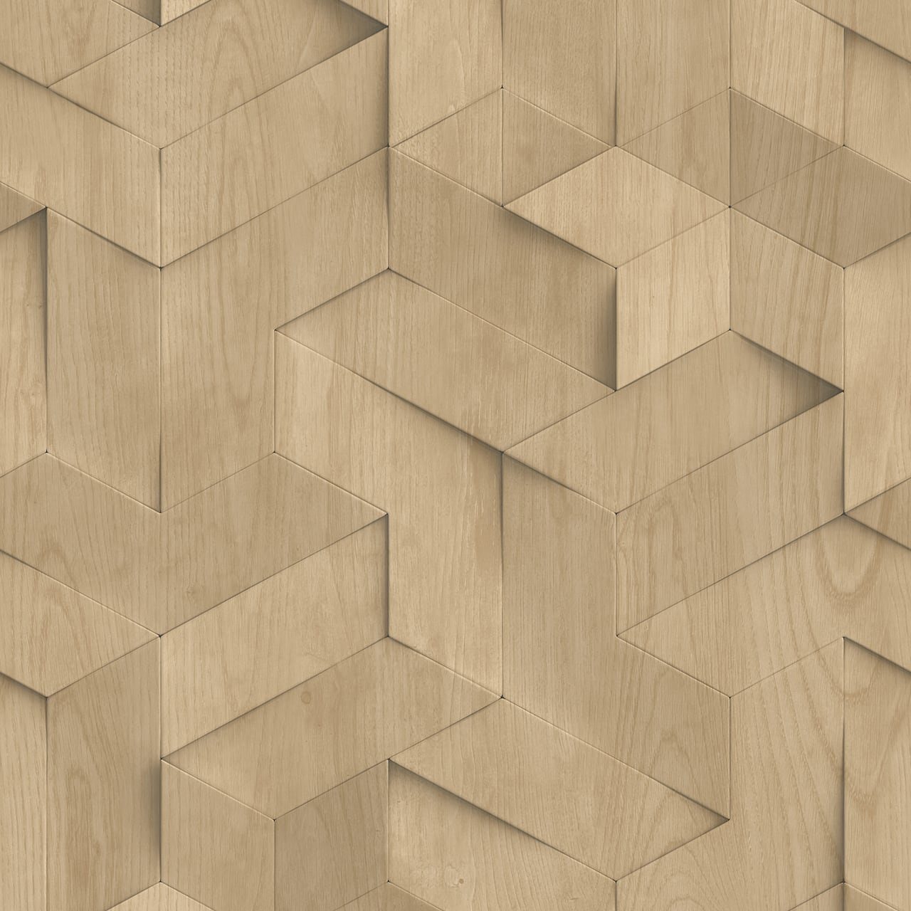 Designs Direct Woodblock Geometric Illusion Wallpaper